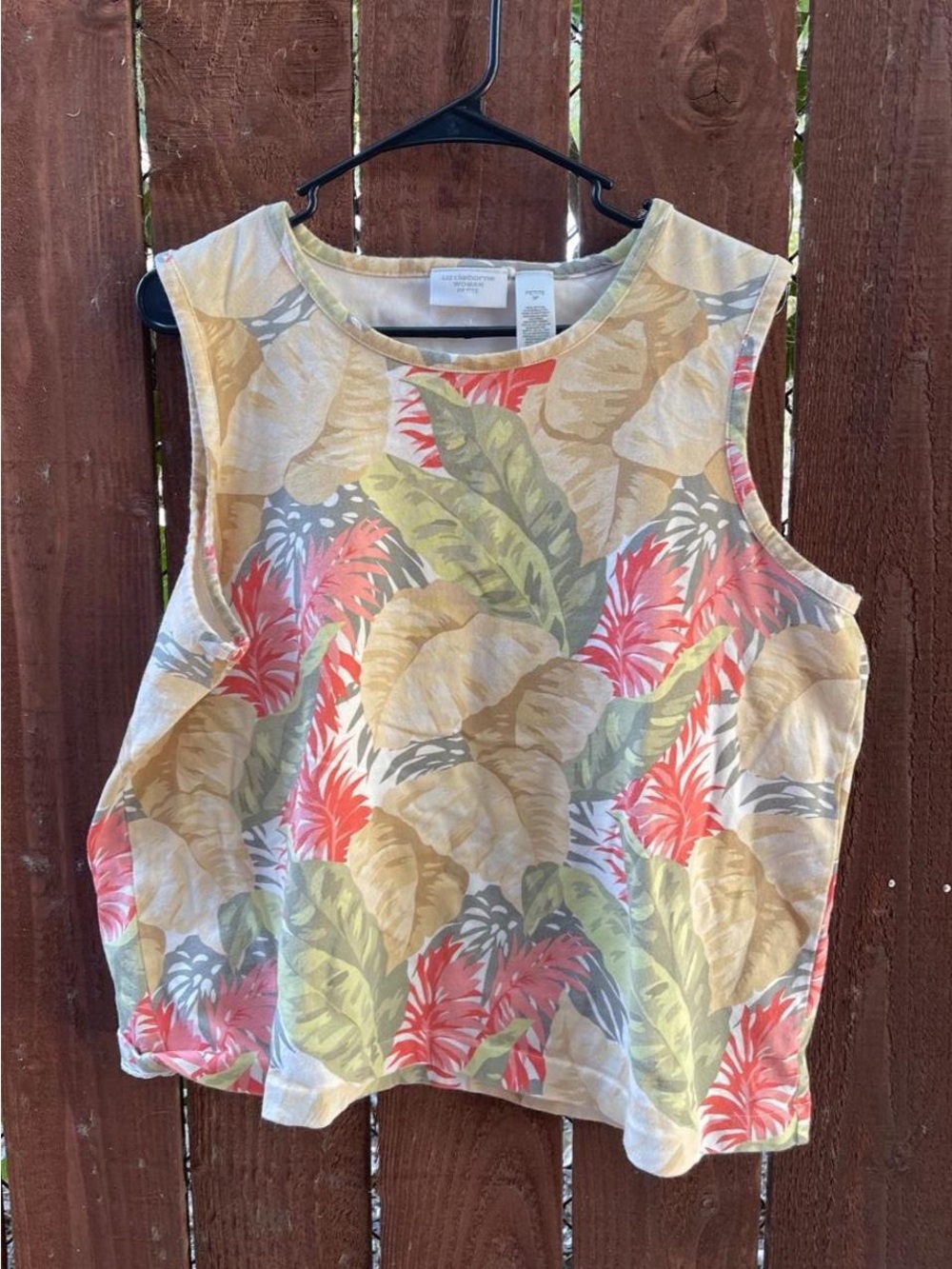 VTG Liz Claiborne Tropical Print Cotton Vacation Tank Top Sz 3P